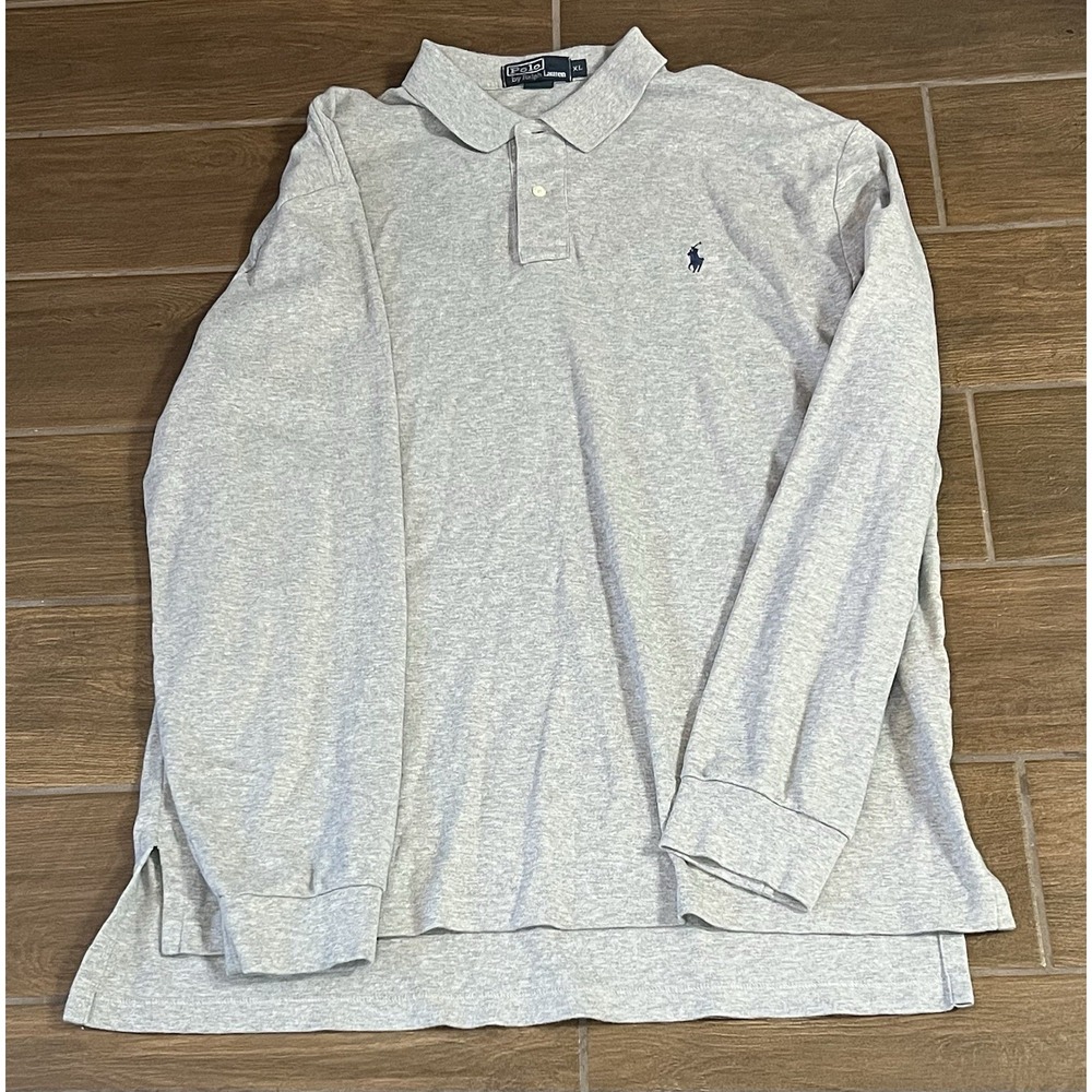 Ralph Lauren Polo Men's Shirt Classic Fit Size XL Gray Long Sleeve Pony Logo Vtg
